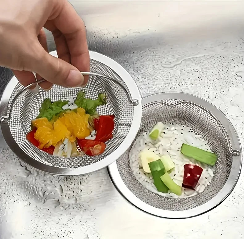 Stainless Steel Sink Drain Strainer with Handle | Kitchen & Bathroom Drain Filter | Reusable Anti-Clog Sink Basket | Easy-Lift Drain Catcher
