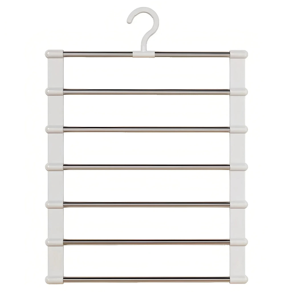 Foldable Stainless Steel Pants Hanger | Space-Saving Closet Organizer for Jeans, Leggings & Trousers | Holds 6 Pairs of Pants