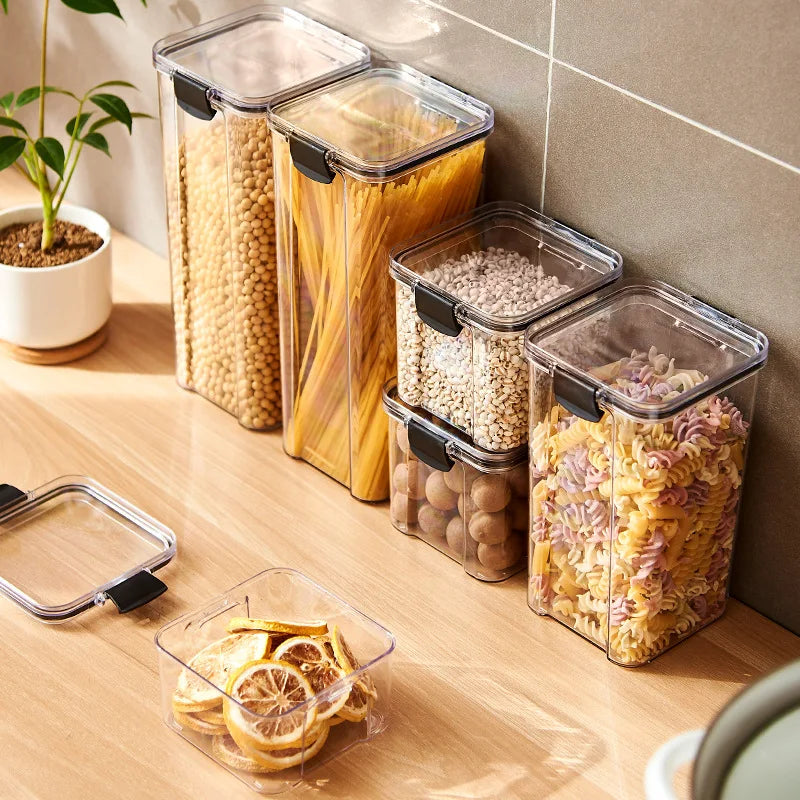 1-5PCS Airtight Food Storage Containers | Moisture-Proof Kitchen Storage Jars | Stackable Pantry Organizer | Clear Plastic Food Storage Containers