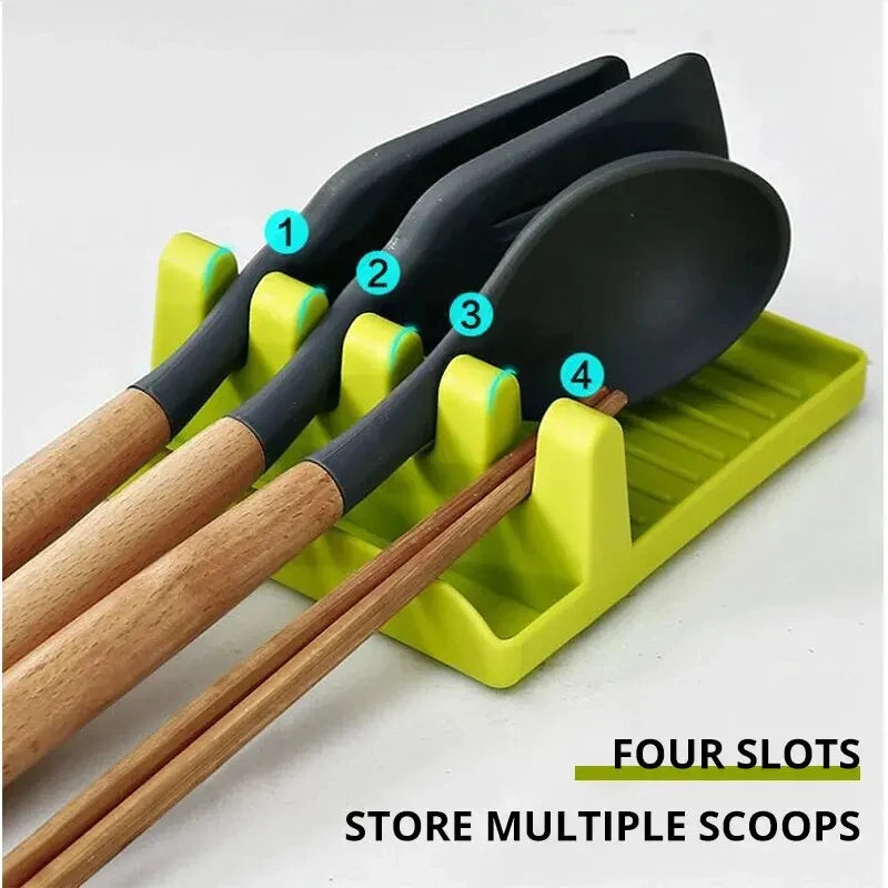Kitchen Spoon Rest & Utensil Holder | Countertop Spatula Rack for Pot Lids & Cooking Tools | Space-Saving Spoon & Chopstick Organizer