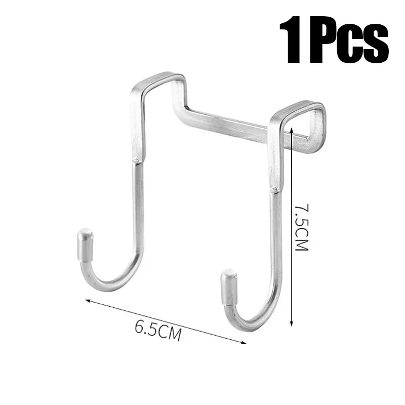 Stainless Steel Double S-Shaped Door Hanger Hooks | Over Door Storage Organizer for Bathroom, Kitchen & Closet | Hooks Only. Towels and Accessories are Not Included
