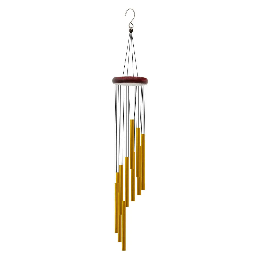 12-Tube Aluminum Wind Chimes | Outdoor Hanging Wind Chime Decor with Hook | Gold & Silver Garden Decoration