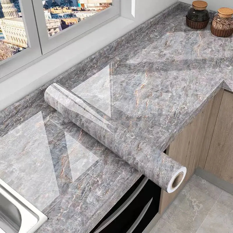 Marble Peel & Stick Wallpaper | Waterproof Oil-Proof Contact Paper for Kitchen Countertops, Cabinets & Backsplash Renovation