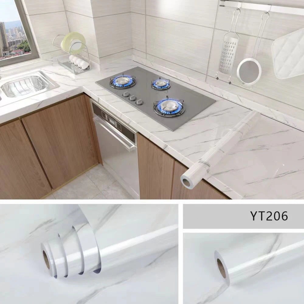 Marble Peel & Stick Wallpaper | Waterproof Oil-Proof Contact Paper for Kitchen Countertops, Cabinets & Backsplash Renovation
