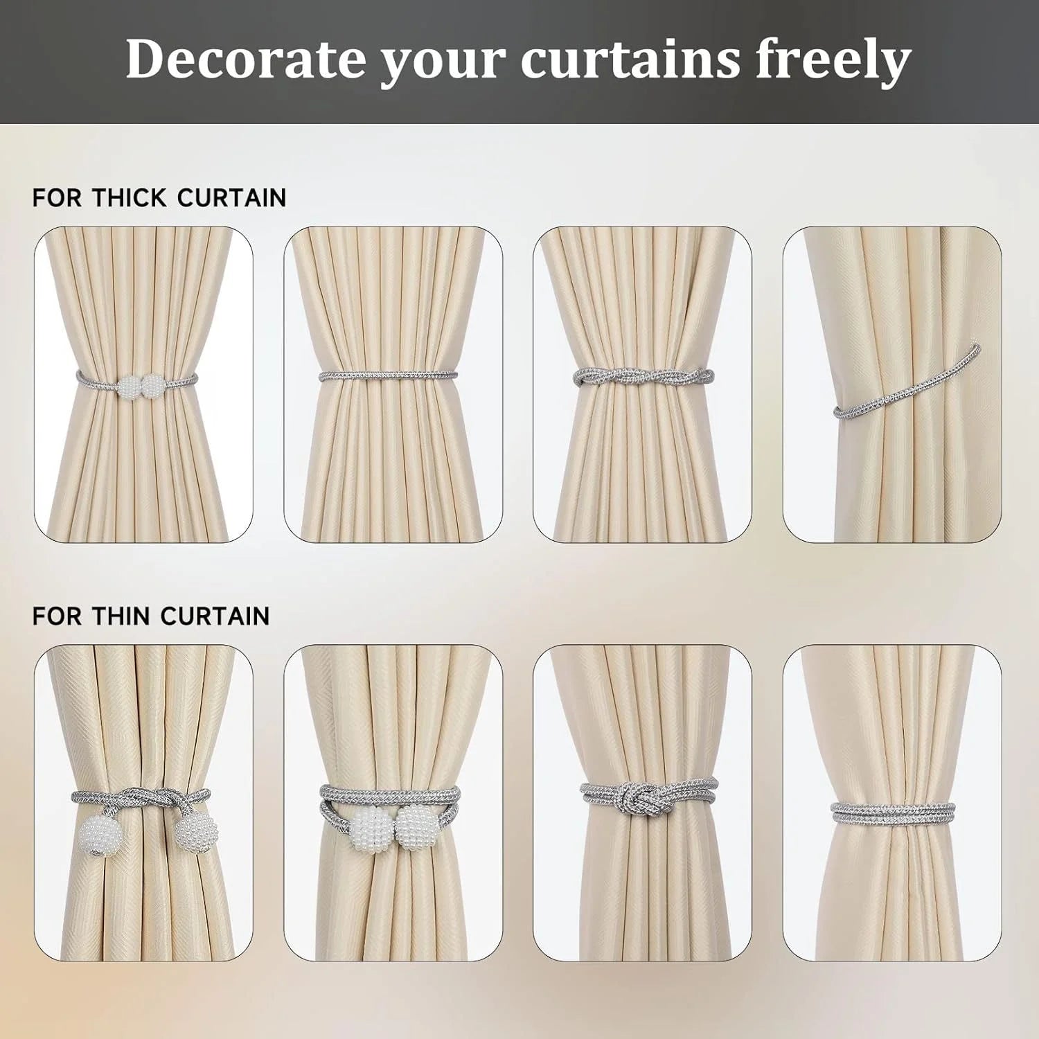 Pearl Magnetic Curtain Tiebacks | Decorative Curtain Clips