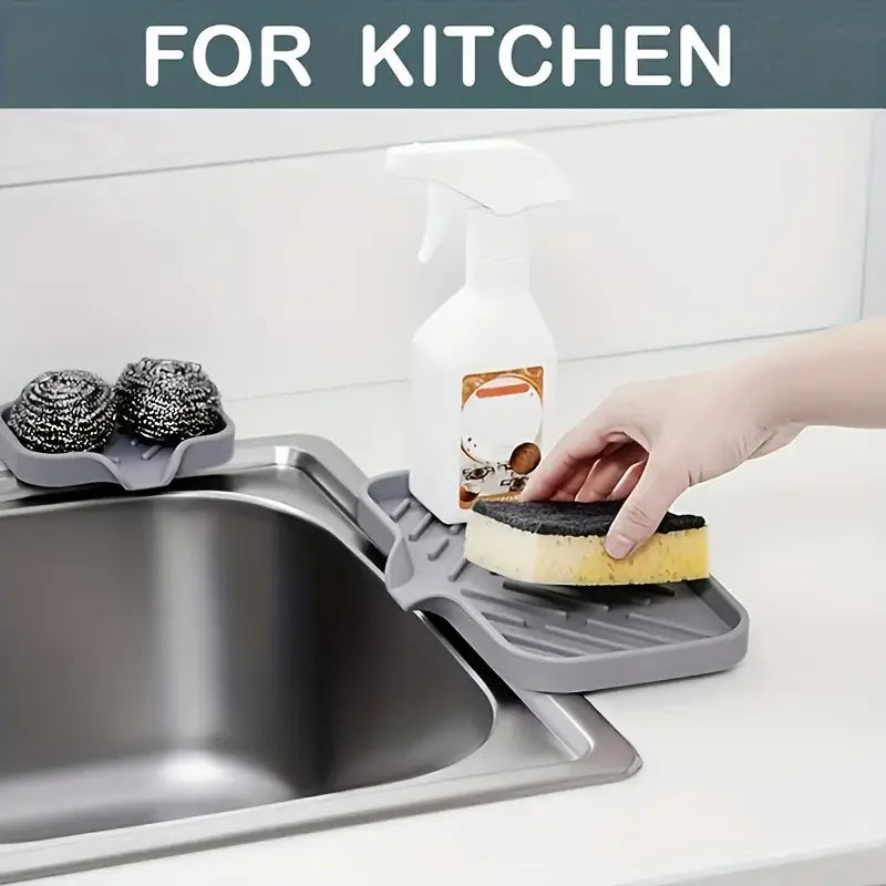 Soap and Sponge Holder | Kitchen and Bathroom Countertop Sink Drying Organizer Mat