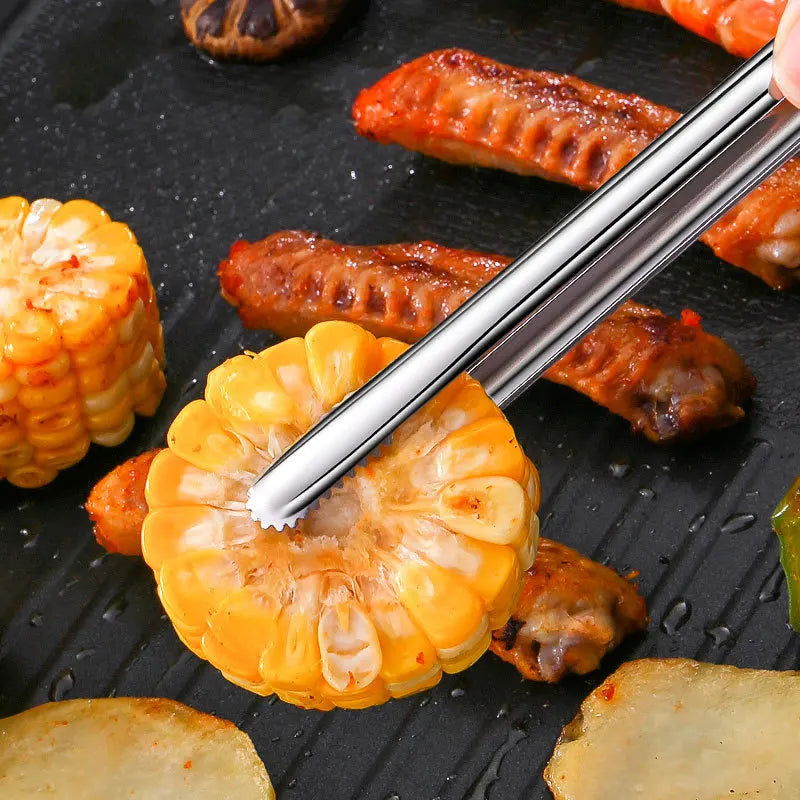 Stainless Steel Kitchen Tongs | Non-Slip BBQ Grill Cooking and Serving Tongs | Long-Handle Cooking Tongs | Food Serving & Grilling Utensil