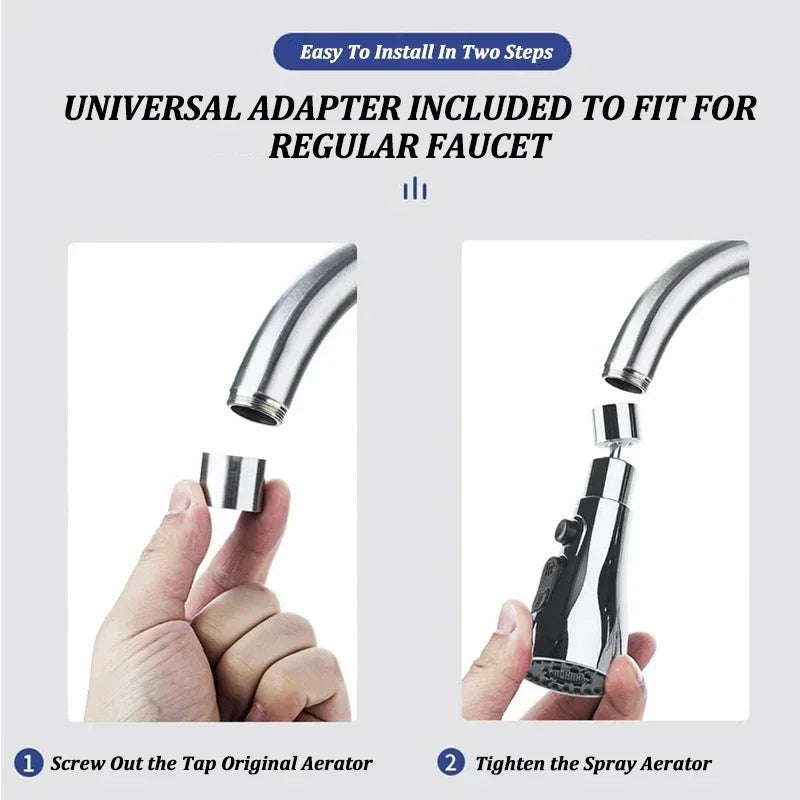 360° Rotating Kitchen Faucet Extender | Water-Saving Faucet Accessory | Dual-Rotation Faucet Aerator