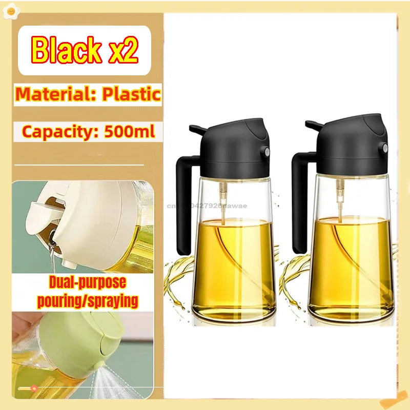 2-in-1 Oil Sprayer & Dispenser Bottle | Refillable Kitchen Oil Spray Bottle | Olive Oil & Cooking Oil Mister for Cooking