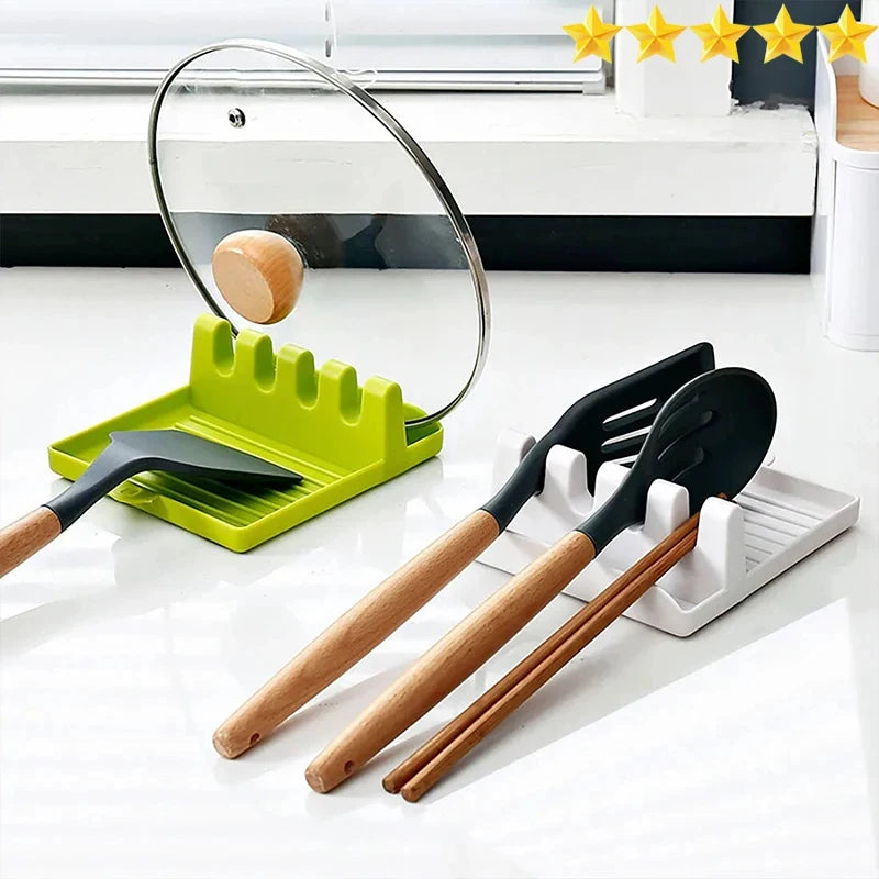 Kitchen Spoon Rest & Utensil Holder | Countertop Spatula Rack for Pot Lids & Cooking Tools | Space-Saving Spoon & Chopstick Organizer