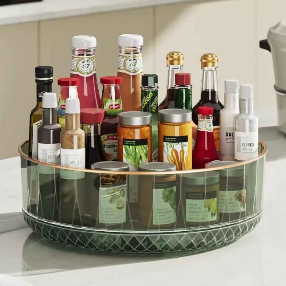 360° Rotating Spice Rack Organizer | Clear Lazy Susan Turntable for Kitchen Cabinets & Pantry | Countertop Seasoning Organizer