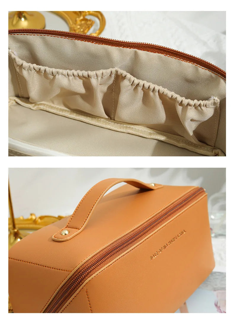 Luxury Makeup Bag | Large Capacity Toiletry Organizer Case | Zipper Cosmetic Storage Pouch for Women