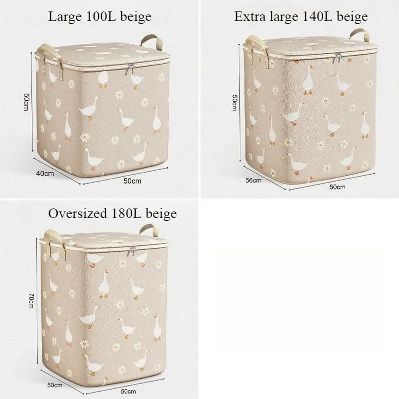 Foldable Storage Bag with Zipper & Handles | Goose & Daisy Clothing and Linen Organizer | Closet & Home Storage