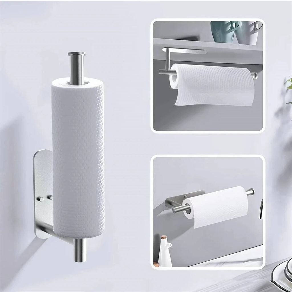 Self-Adhesive Paper Towel Holder | Wall Mount Kitchen Paper Towel Rack | No-Drill Towel & Toilet Paper Holder for Bathroom