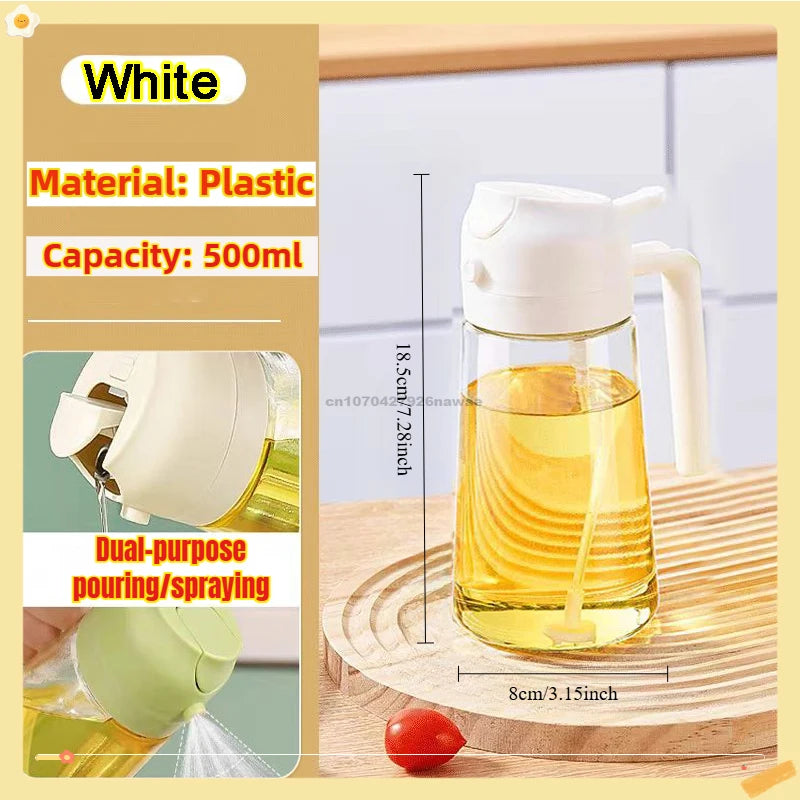 2-in-1 Oil Sprayer & Dispenser Bottle | Refillable Kitchen Oil Spray Bottle | Olive Oil & Cooking Oil Mister for Cooking