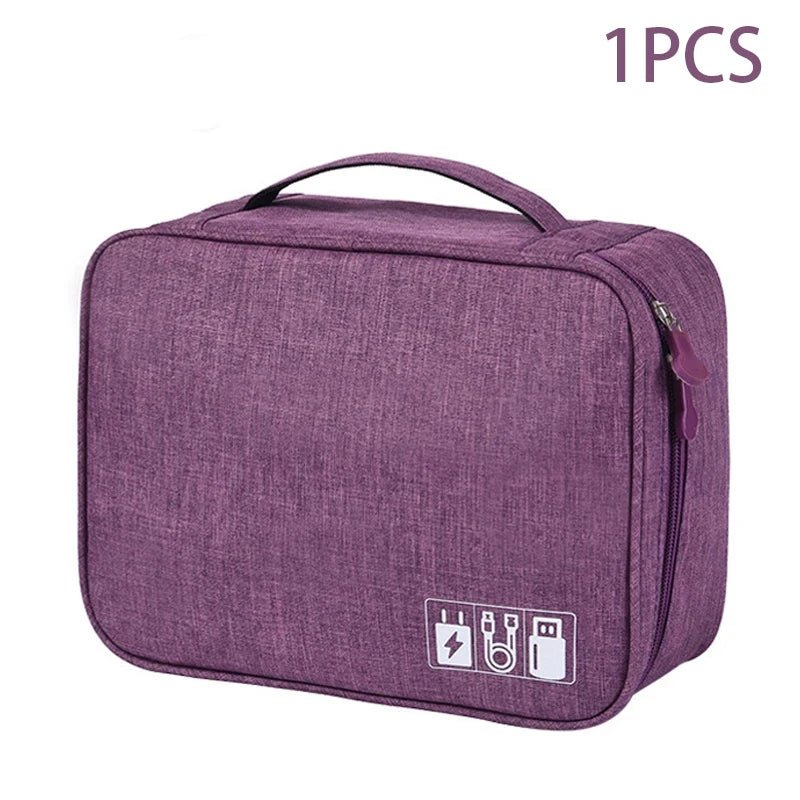 Travel Cable Organizer Bag | Waterproof Electronic Accessories Case for Chargers, USB Cables & Tech Storage