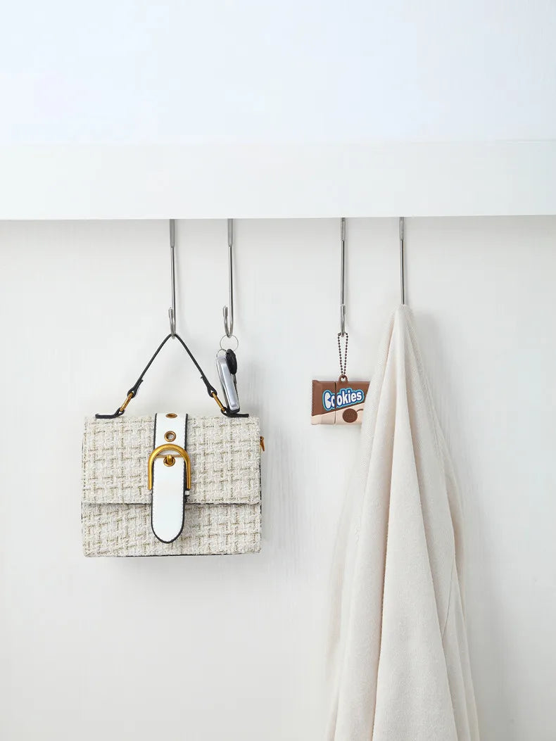 Stainless Steel Double S-Shaped Door Hanger Hooks | Over Door Storage Organizer for Bathroom, Kitchen & Closet