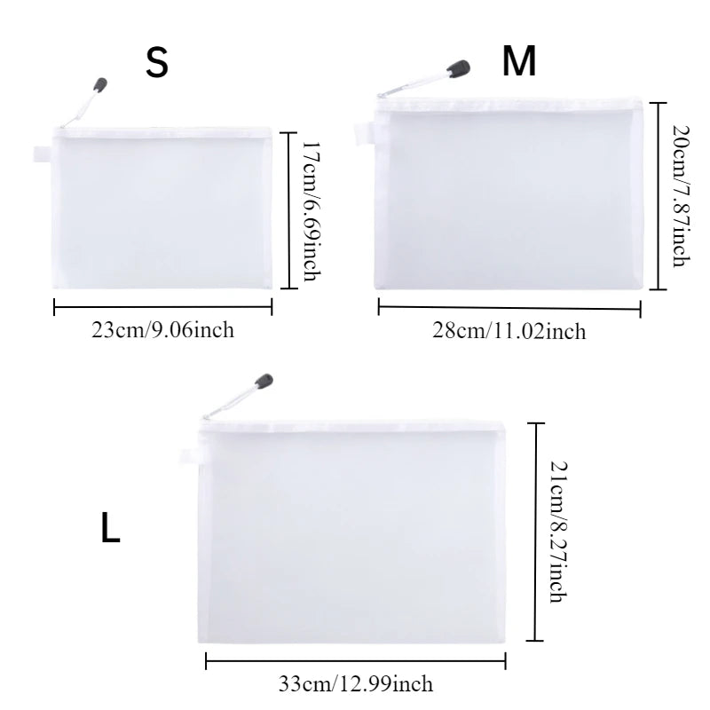 Mesh Zipper Organizer Bags | Transparent Nylon Storage Pouches for Puzzles, Toys, Games & Art Supplies | Home Organization