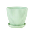 Small Indoor Flower Pot with Drainage Tray | Round Plastic Planter for Succulents, Herbs & Houseplants | Desk & Home Decor