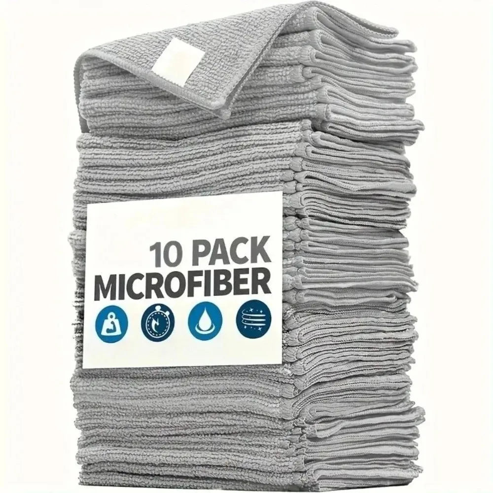 Microfiber Cleaning Cloth Set | Soft Reusable Gray Dish & Kitchen Cleaning Towels | Streak-Free Multipurpose Cleaning Rags