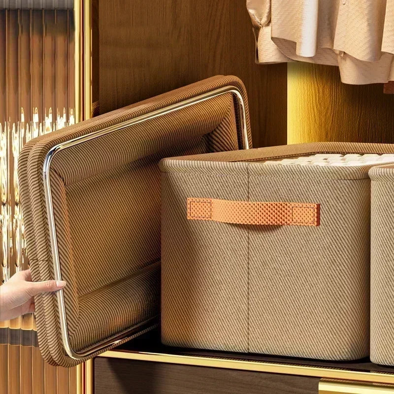 Fabric Storage Organizer Box | Foldable Storage Bin for Clothes, Blankets, Towels