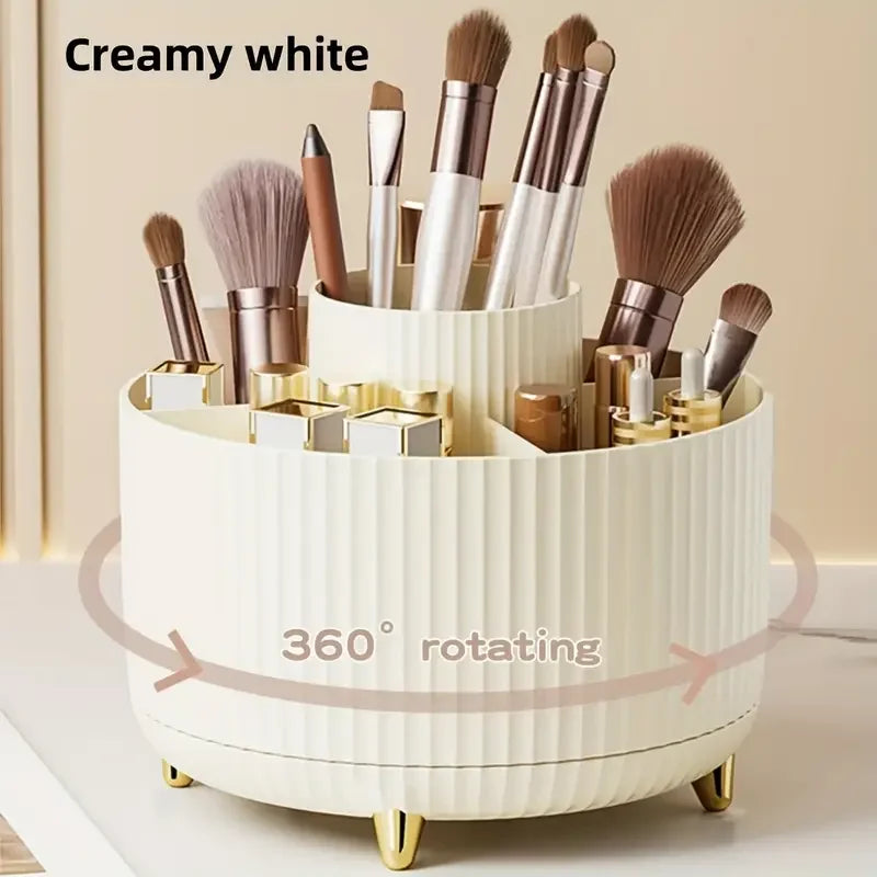 360° Rotating Makeup Organizer | Multi-Compartment Cosmetic Storage Holder | Vanity Organizer for Brushes & Skincare | Makeup, Brushes, and Accessories are NOT Included