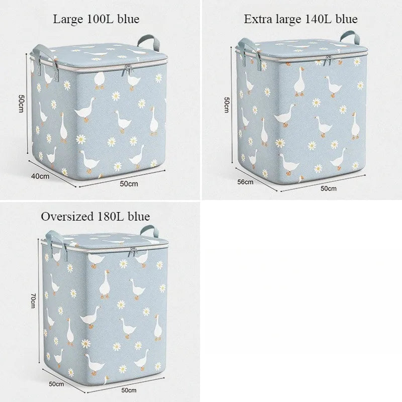 Foldable Storage Bag with Zipper & Handles | Goose & Daisy Clothing and Linen Organizer | Closet & Home Storage
