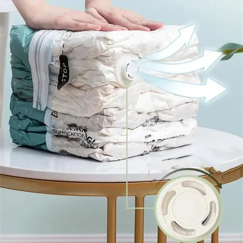 No-Pump Vacuum Storage Bag | Large Compression Bag for Clothes, Blankets & Travel | Space-Saving Organizer