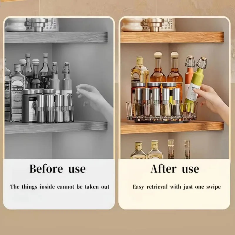 360° Rotating Spice Rack Organizer | Clear Lazy Susan Turntable for Kitchen Cabinets & Pantry | Countertop Seasoning Organizer