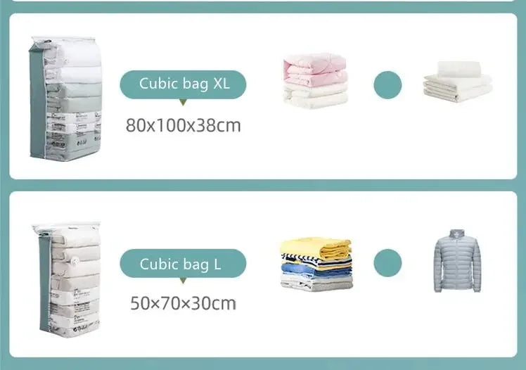 No-Pump Vacuum Storage Bag | Large Compression Bag for Clothes, Blankets & Travel | Space-Saving Organizer