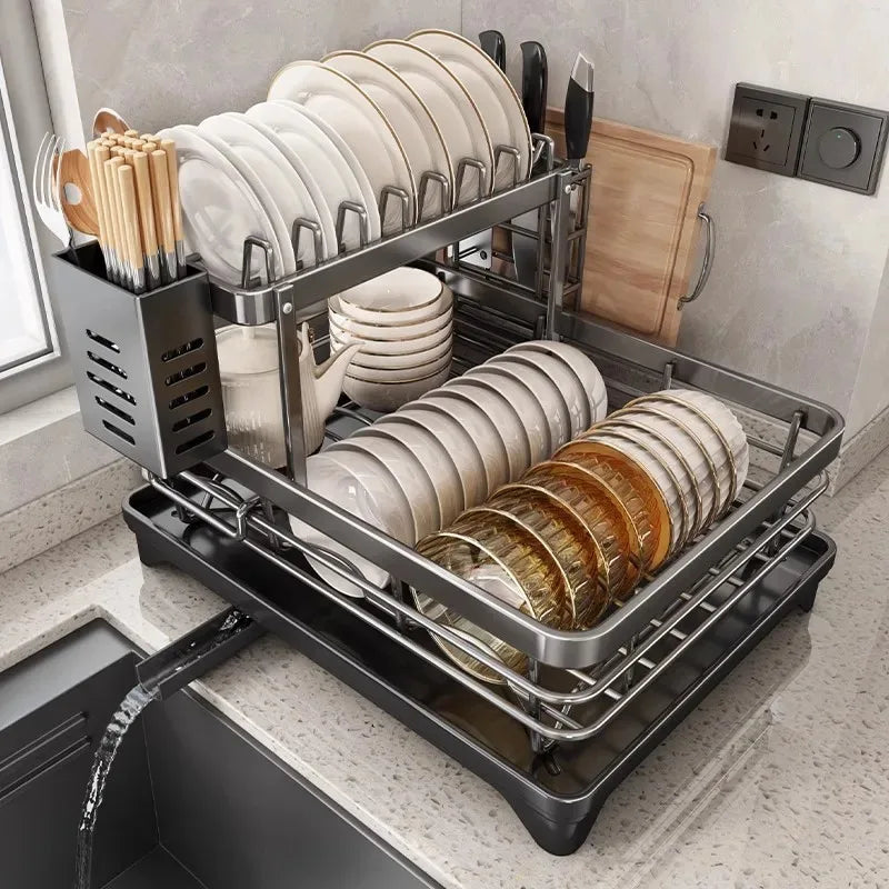 Stainless Steel Dish Drying Rack with Drainboard