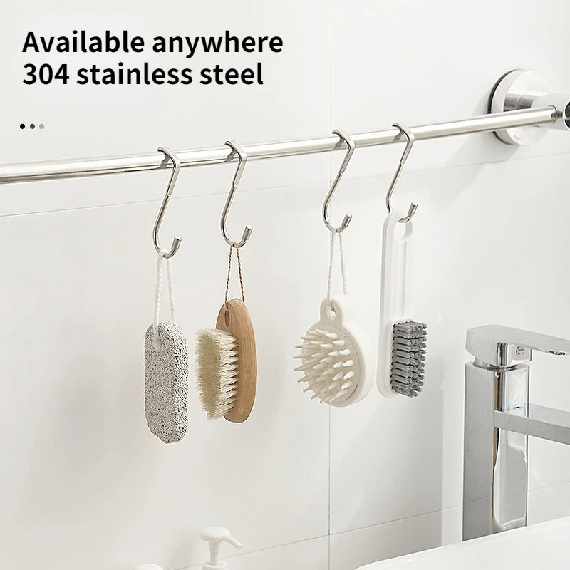Stainless Steel Double S-Shaped Door Hanger Hooks | Over Door Storage Organizer for Bathroom, Kitchen & Closet | Hooks Only. Towels and Accessories are Not Included