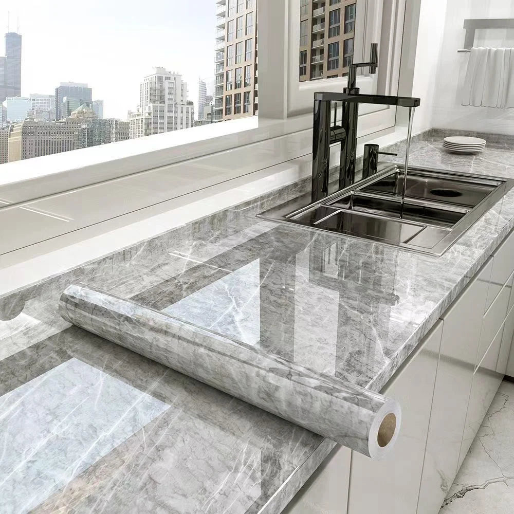 Marble Peel & Stick Wallpaper | Waterproof Oil-Proof Contact Paper for Kitchen Countertops, Cabinets & Backsplash Renovation