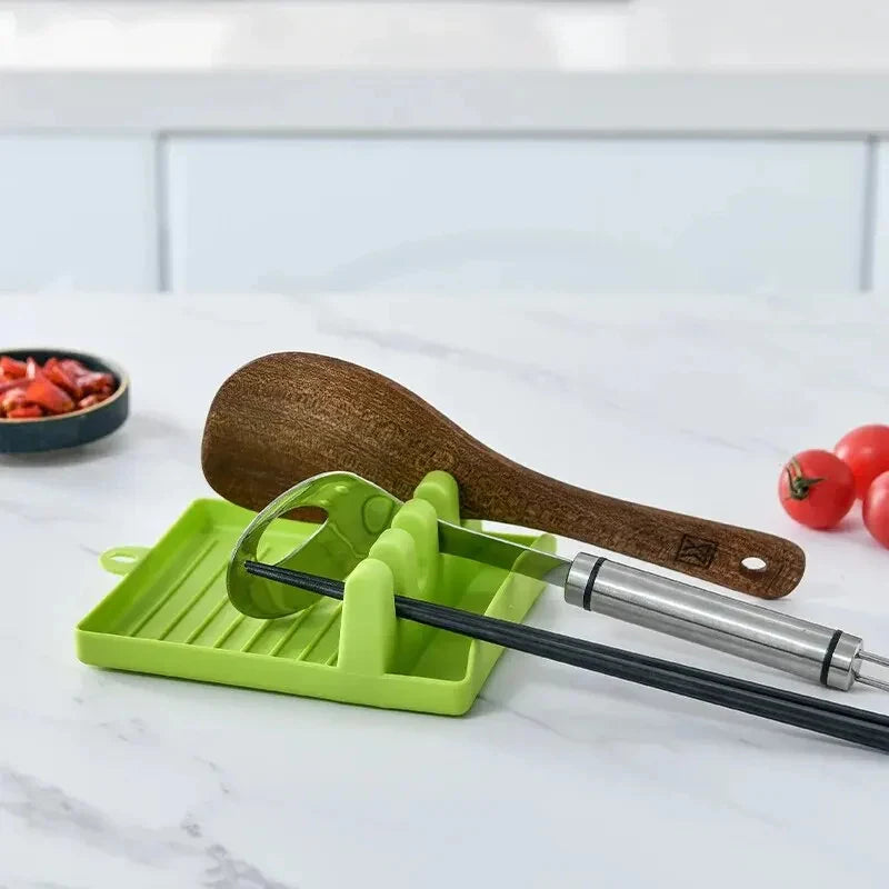 Kitchen Spoon Rest & Utensil Holder | Countertop Spatula Rack for Pot Lids & Cooking Tools | Space-Saving Spoon & Chopstick Organizer
