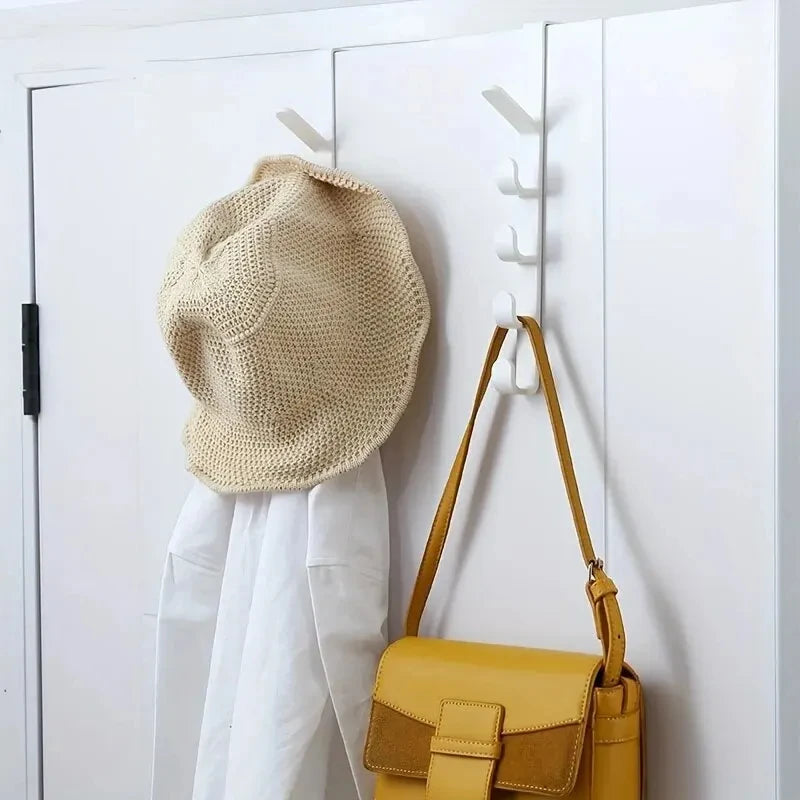Over The Door Clothes & Purse Hanger | 5-Hook Bedroom Storage Rack | Space Saving Door Organizer for Bags, Hats & Jackets