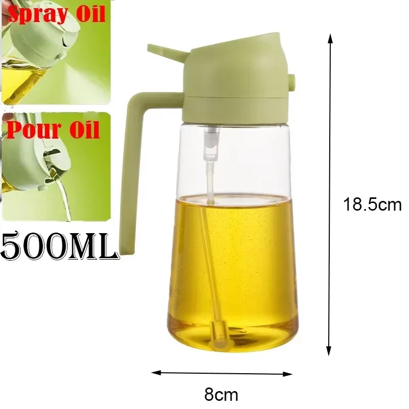 2-in-1 Olive Oil Sprayer & Pourer Bottle | 500ml Refillable Oil Dispenser for Cooking, BBQ & Air Fryer