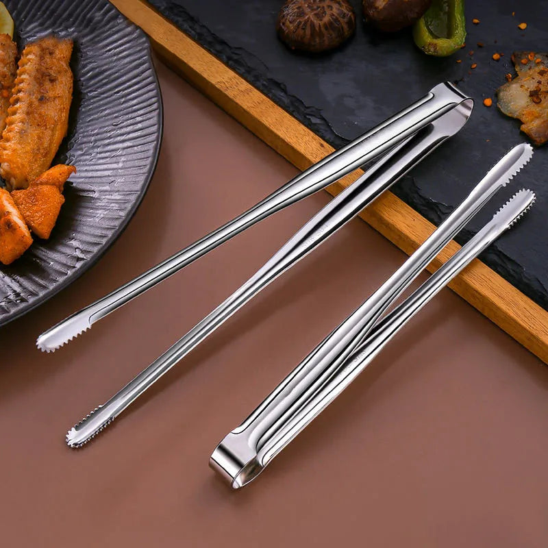 Stainless Steel Kitchen Tongs | Non-Slip BBQ Grill Cooking and Serving Tongs | Long-Handle Cooking Tongs | Food Serving & Grilling Utensil