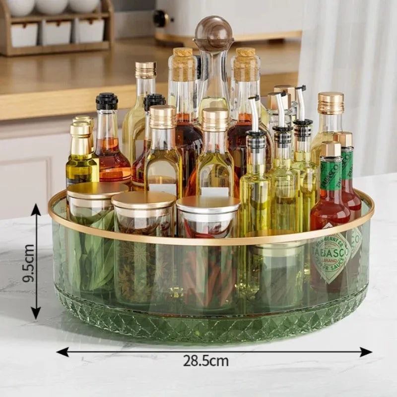 360° Rotating Spice Rack Organizer | Clear Lazy Susan Turntable for Kitchen Cabinets & Pantry | Countertop Seasoning Organizer