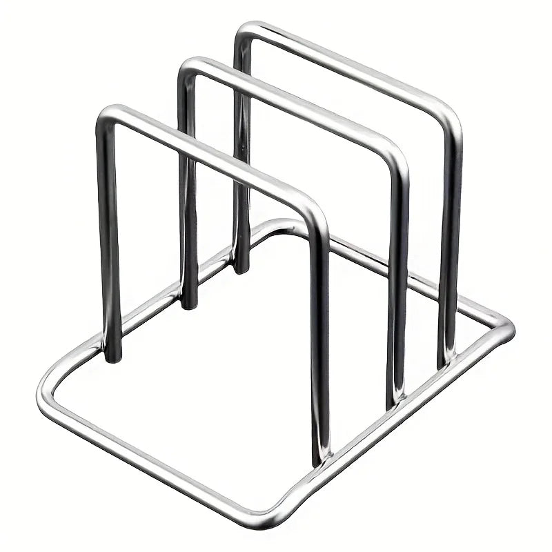 Stainless Steel Pot Lid & Cutting Board Organizer | Heavy-Duty Kitchen Counter Rack | Space-Saving Cookware Storage Holder