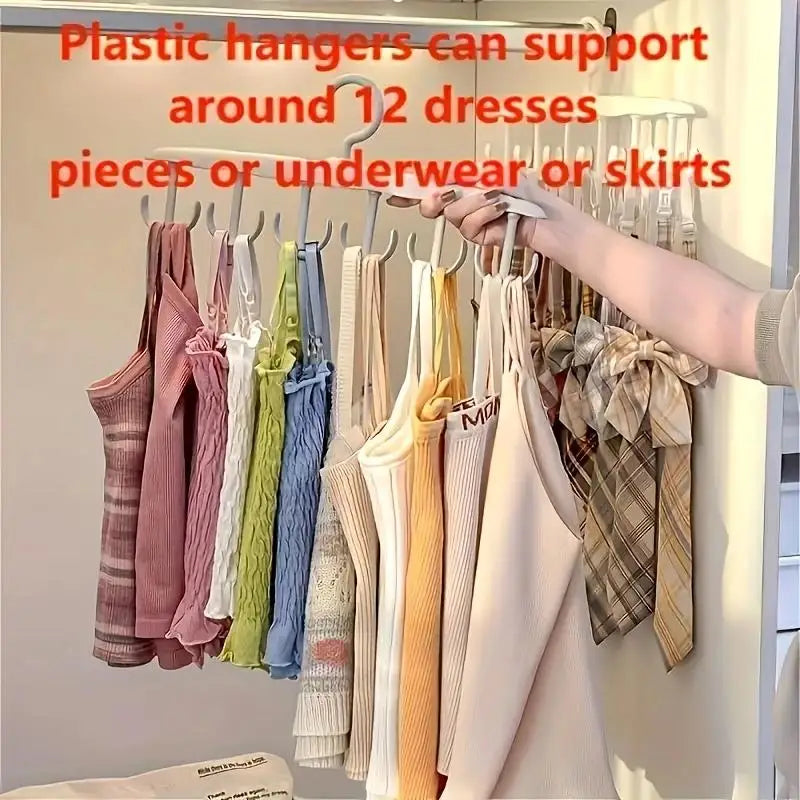 12-Hook Rotating Closet Hanger | Space-Saving Tie Belt & Scarf Organizer | Multi-Purpose Wardrobe Storage for Home & Dorm
