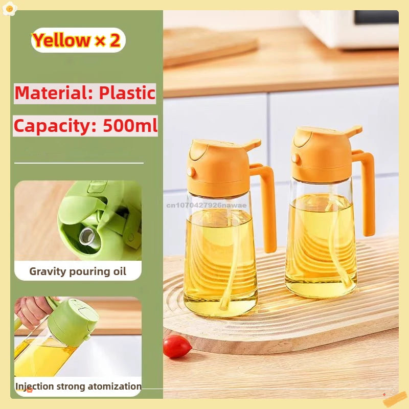 2-in-1 Oil Sprayer & Dispenser Bottle | Refillable Kitchen Oil Spray Bottle | Olive Oil & Cooking Oil Mister for Cooking