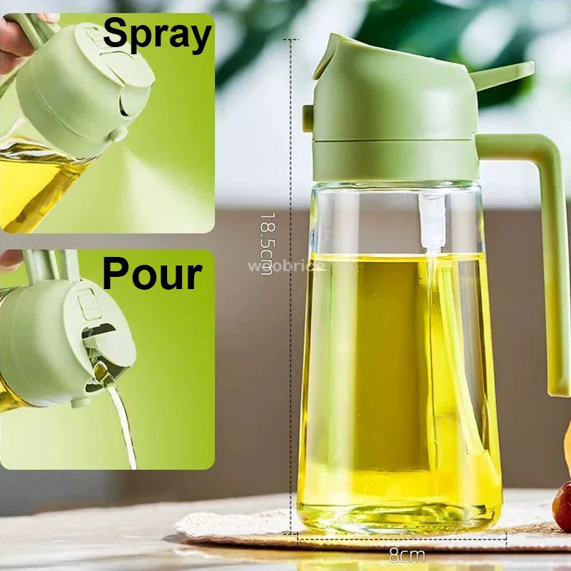 2-in-1 Olive Oil Sprayer & Pourer Bottle | 500ml Refillable Oil Dispenser for Cooking, BBQ & Air Fryer