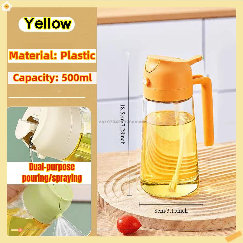2-in-1 Oil Sprayer & Dispenser Bottle | Refillable Kitchen Oil Spray Bottle | Olive Oil & Cooking Oil Mister for Cooking