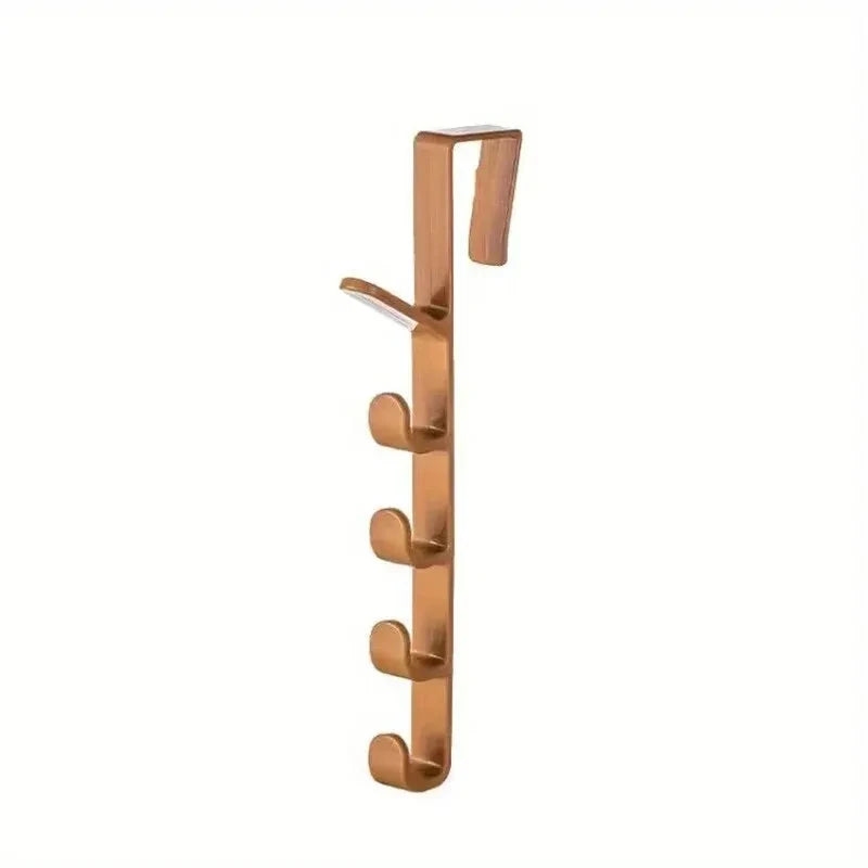 Over The Door Clothes & Purse Hanger | 5-Hook Bedroom Storage Rack | Space Saving Door Organizer for Bags, Hats & Jackets