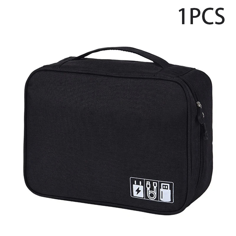 Travel Cable Organizer Bag | Waterproof Electronic Accessories Case for Chargers, USB Cables & Tech Storage
