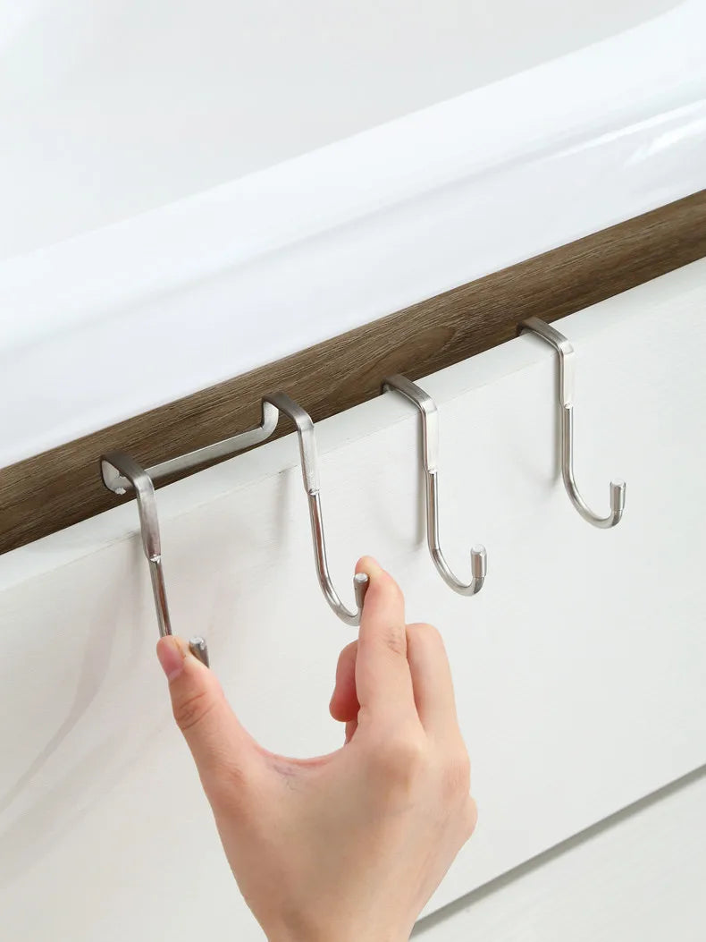 Stainless Steel Double S-Shaped Door Hanger Hooks | Over Door Storage Organizer for Bathroom, Kitchen & Closet