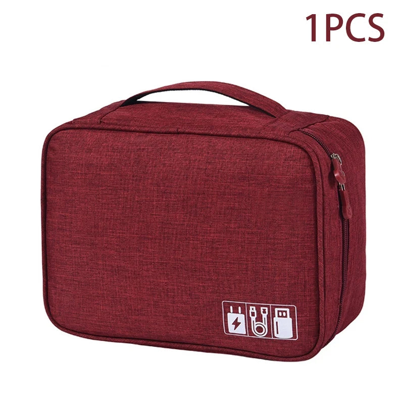 Travel Cable Organizer Bag | Waterproof Electronic Accessories Case for Chargers, USB Cables & Tech Storage