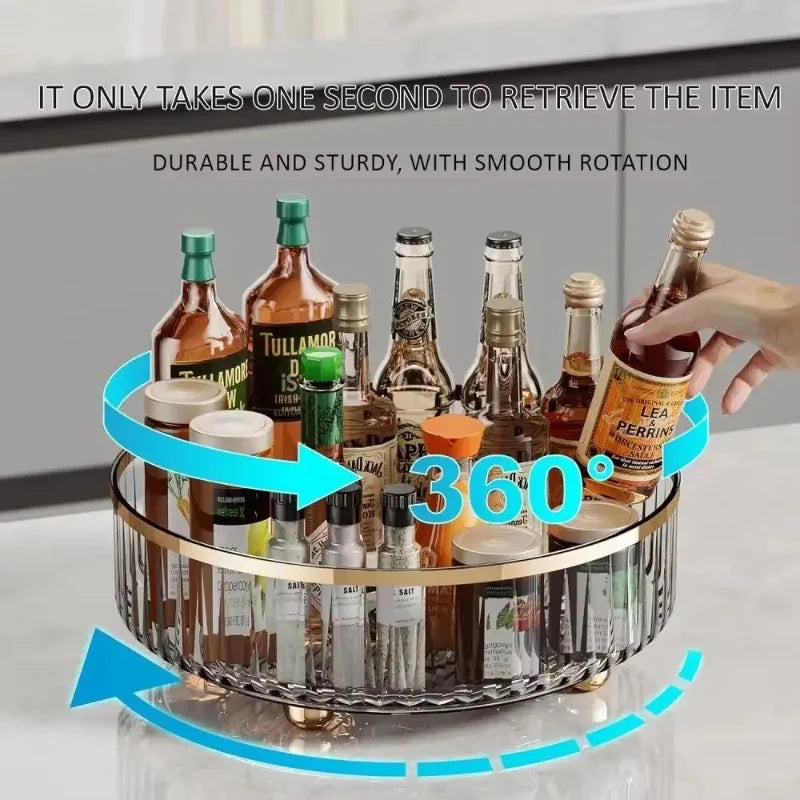 360° Rotating Spice Rack Organizer | Clear Lazy Susan Turntable for Kitchen Cabinets & Pantry | Countertop Seasoning Organizer
