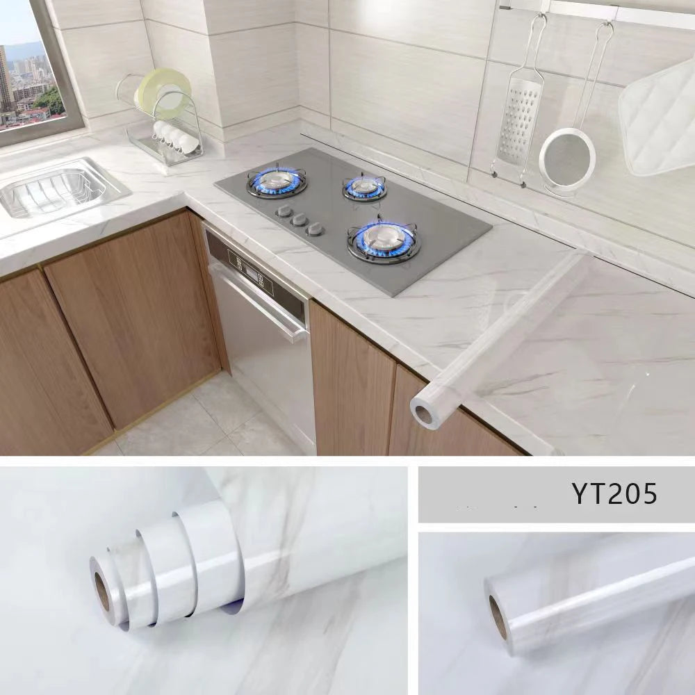 Marble Peel & Stick Wallpaper | Waterproof Oil-Proof Contact Paper for Kitchen Countertops, Cabinets & Backsplash Renovation