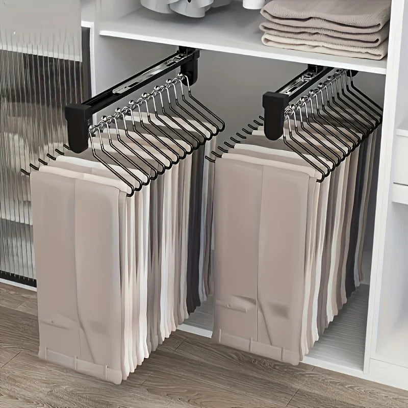 Pull-Out Clothes Hanging Rod | Adjustable Foldable Wardrobe Rail for Closet Organization & Space-Saving Storage